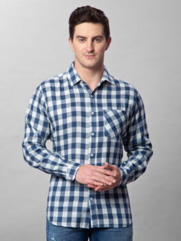Blue & White Checked  Shirt