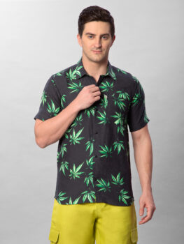 Hemp Leaf Print Casual Shirt