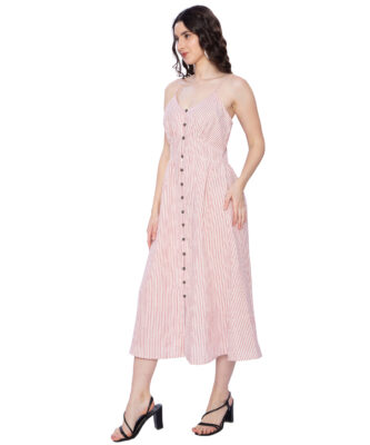 Crimson Stripes A-Line Dress